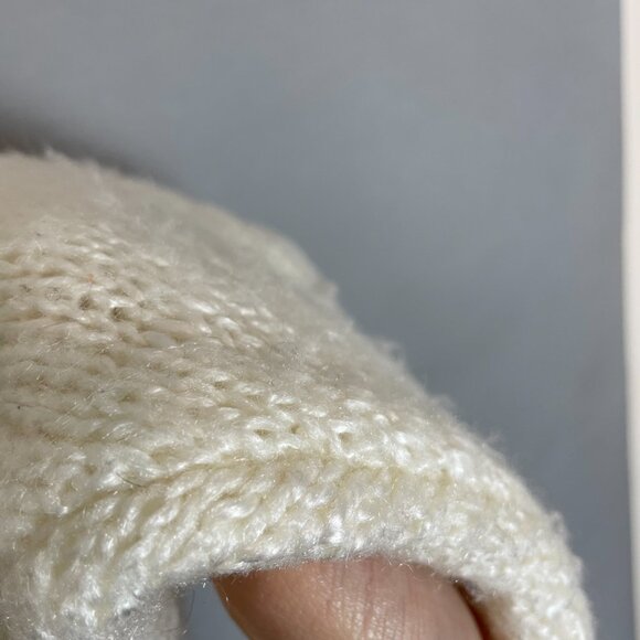 Vintage 80s Sweater Applique Beaded Sequins White Women Medium Batwing Sleeve - Picture 13 of 14